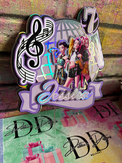 K-Pop Inspired Cake Topper – Personalised Music Birthday Cake Decoration