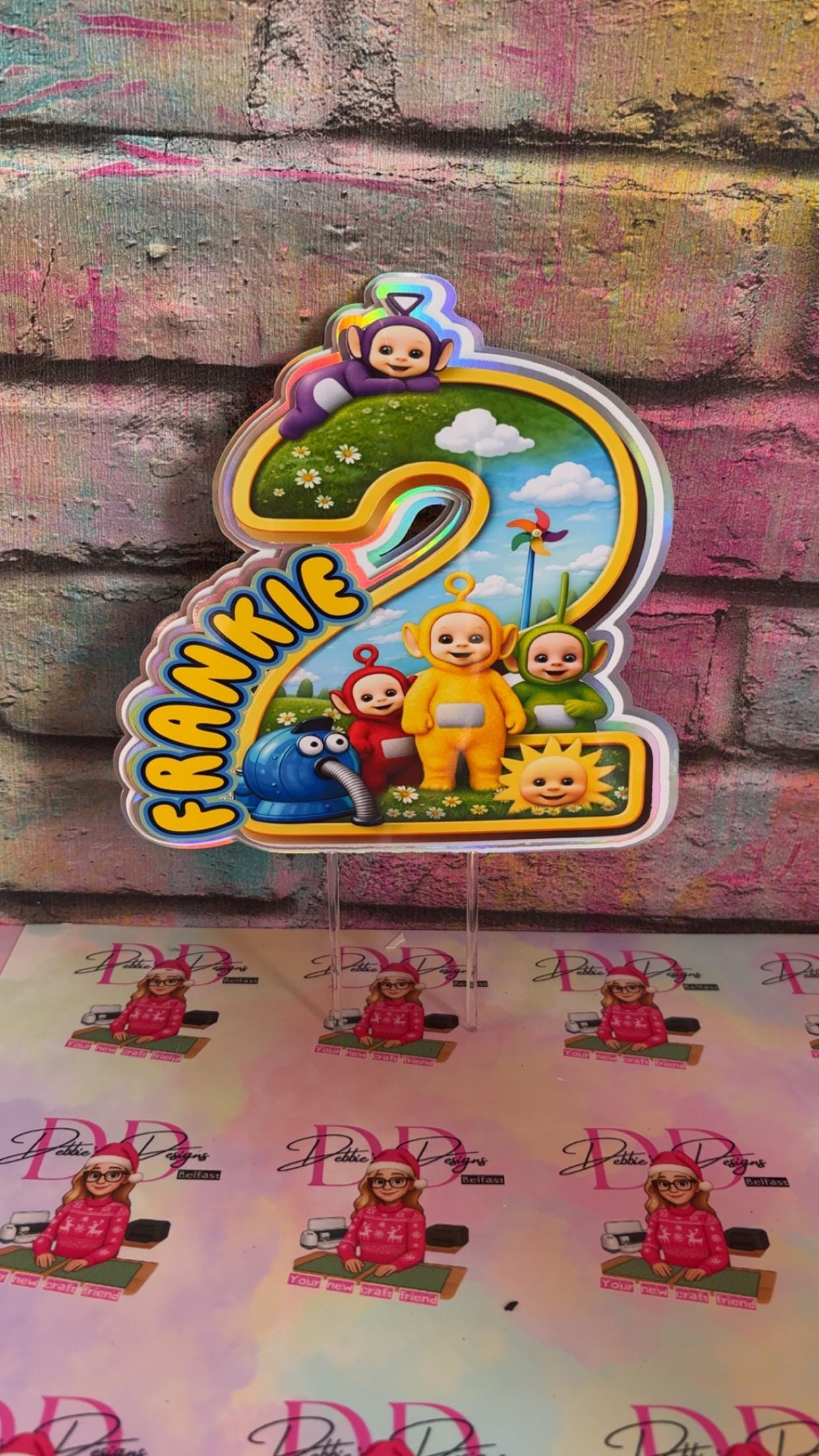 Kids TV Character Number Cake Topper – Colourful Birthday Cake Decoration – Personalised Name & Age