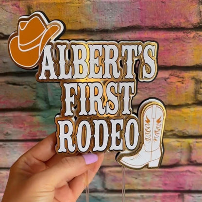 My First Rodeo Cake Topper – Personalised Cowboy First Birthday Cake Decoration