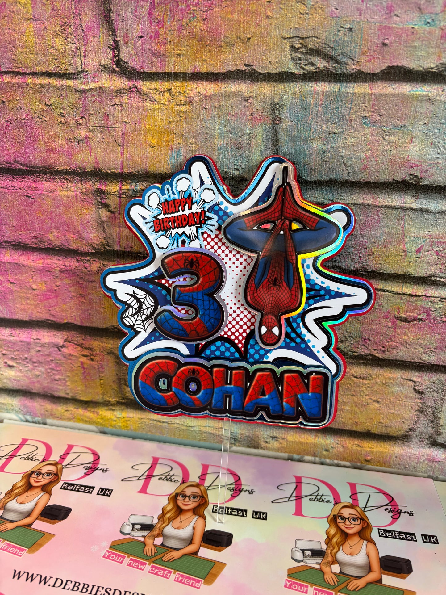 Personalised Superhero Cake Topper with Name & Age – Comic Style Birthday Cake Decoration for Boys
