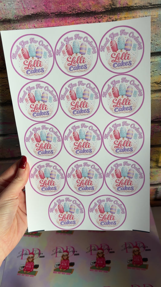 Custom Thank You Stickers – 2 Inch Logo Stickers – Business Packaging Labels – Personalised Round Sticker Sheets