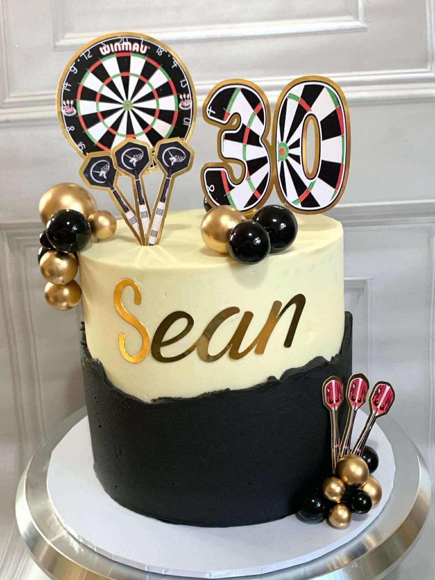 Darts Cake Topper Set – Dartboard & Darts Birthday Cake Decorations – Number Age Topper Pack