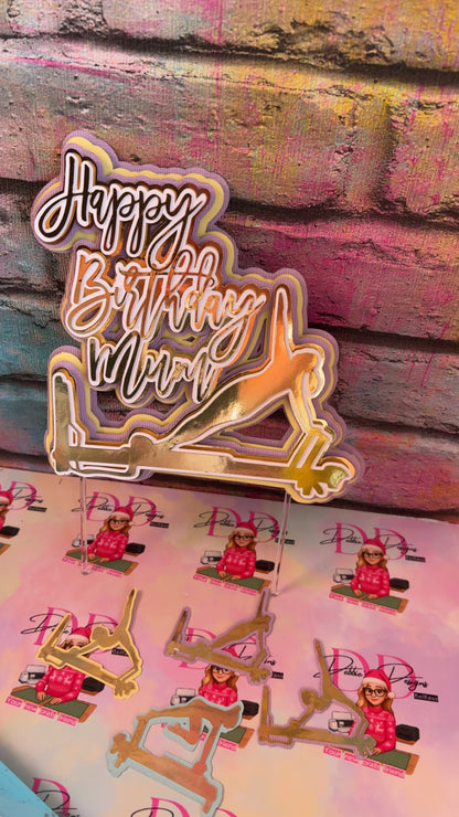 Pilates Cake Topper Personalised | Fitness Birthday Cake Decoration | Gym Lover Cake Topper | Custom Name & Age Party Decor