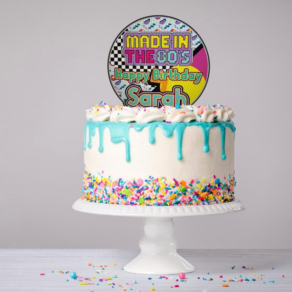 Made in the 80s Cake Topper – Retro 80s Birthday Cake Decoration – 1980s Theme Party Topper