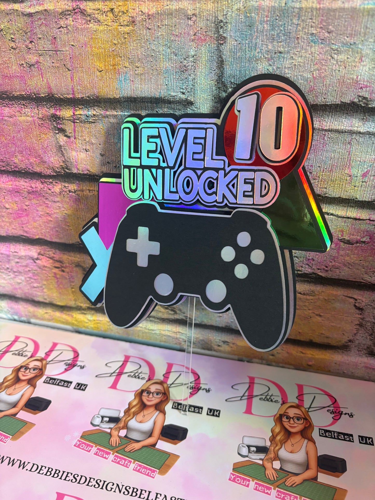 Level 10 Unlocked Cake Topper – Gaming Birthday Cake Topper – Game Controller Cake Decoration – Boys Gamer Birthday Party