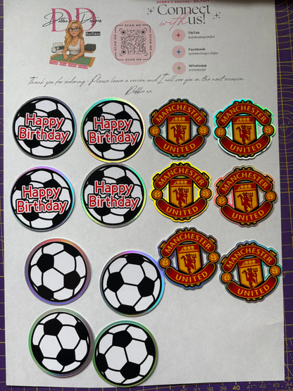Football Cupcake Toppers | Soccer Cupcake Decorations | Happy Birthday Cupcake Picks | Kids Party Cupcake Toppers | Sports Party Decor