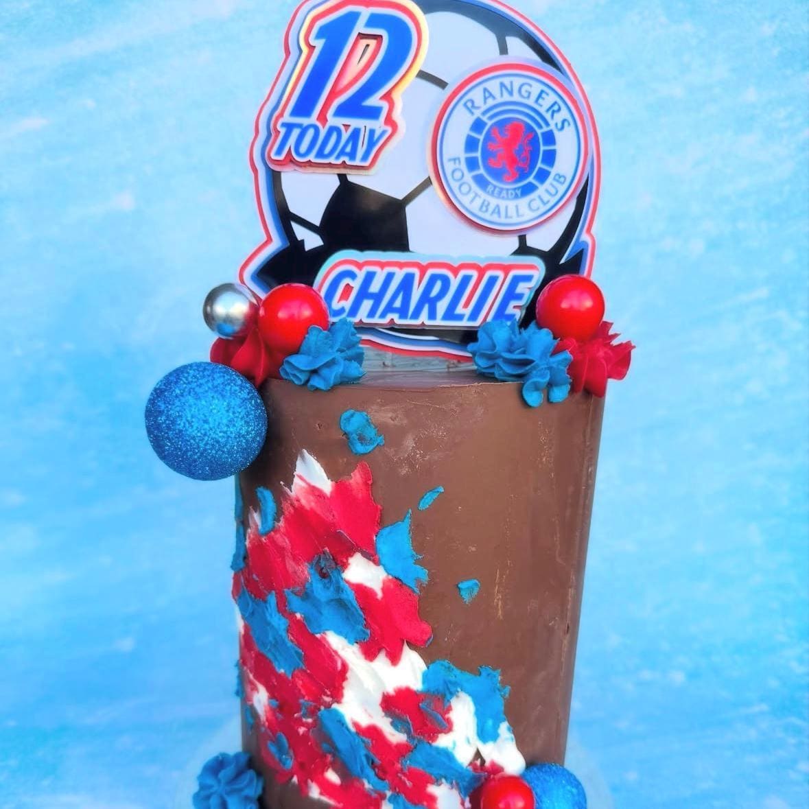 Personalised Football Cake Topper – Football Pitch Birthday Cake Decoration – Any Name & Age