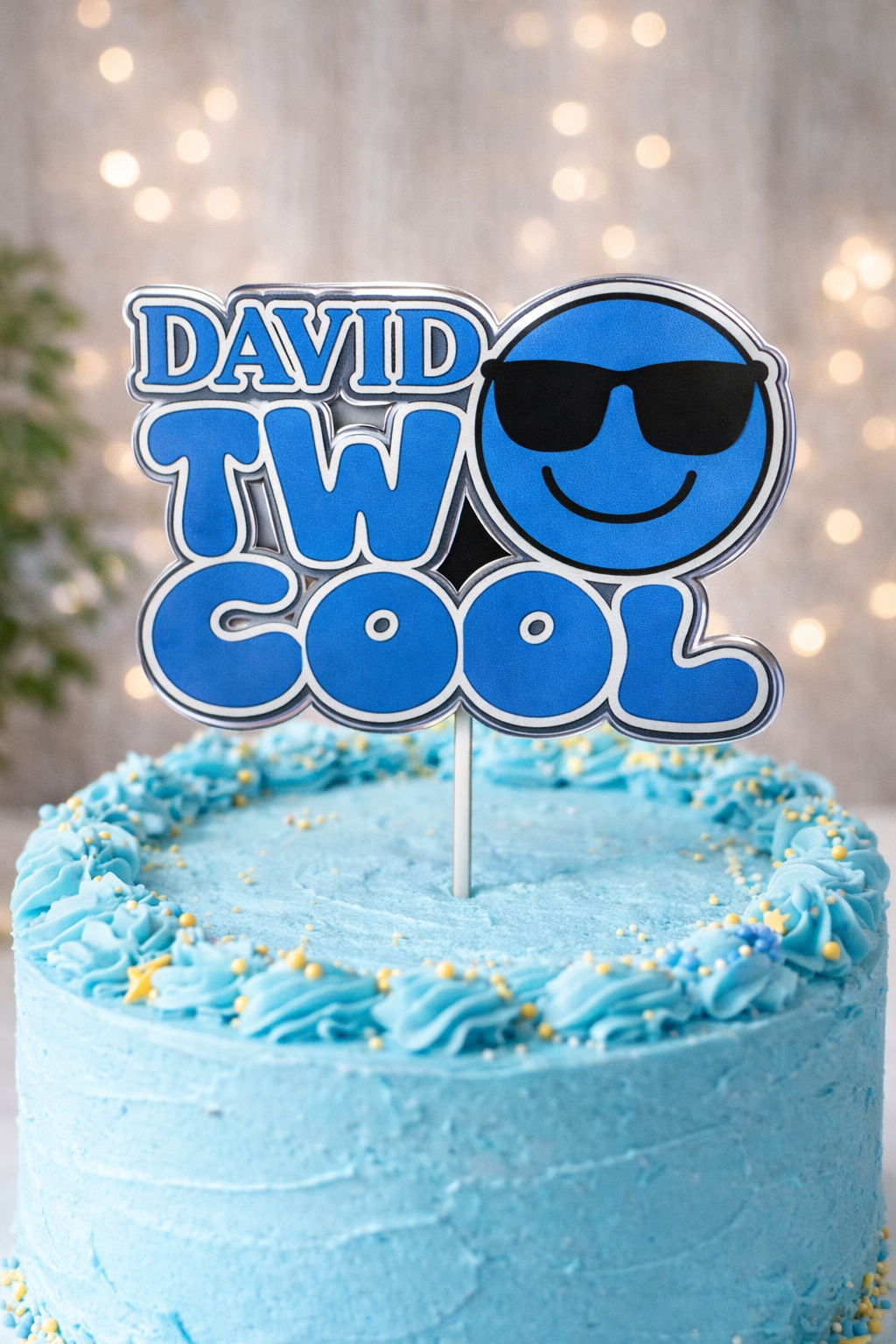 Too Cool Cake Topper Personalised | Cool Birthday Cake Decoration | Custom Name Party Topper | Kids Birthday Cake Decor