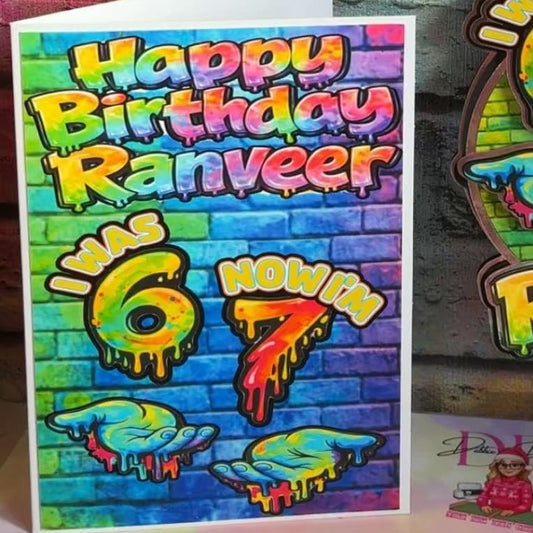 Personalised Birthday Card | Graffiti Style Birthday Card | Custom Name & Age Card | Boys Birthday Card | Any Age