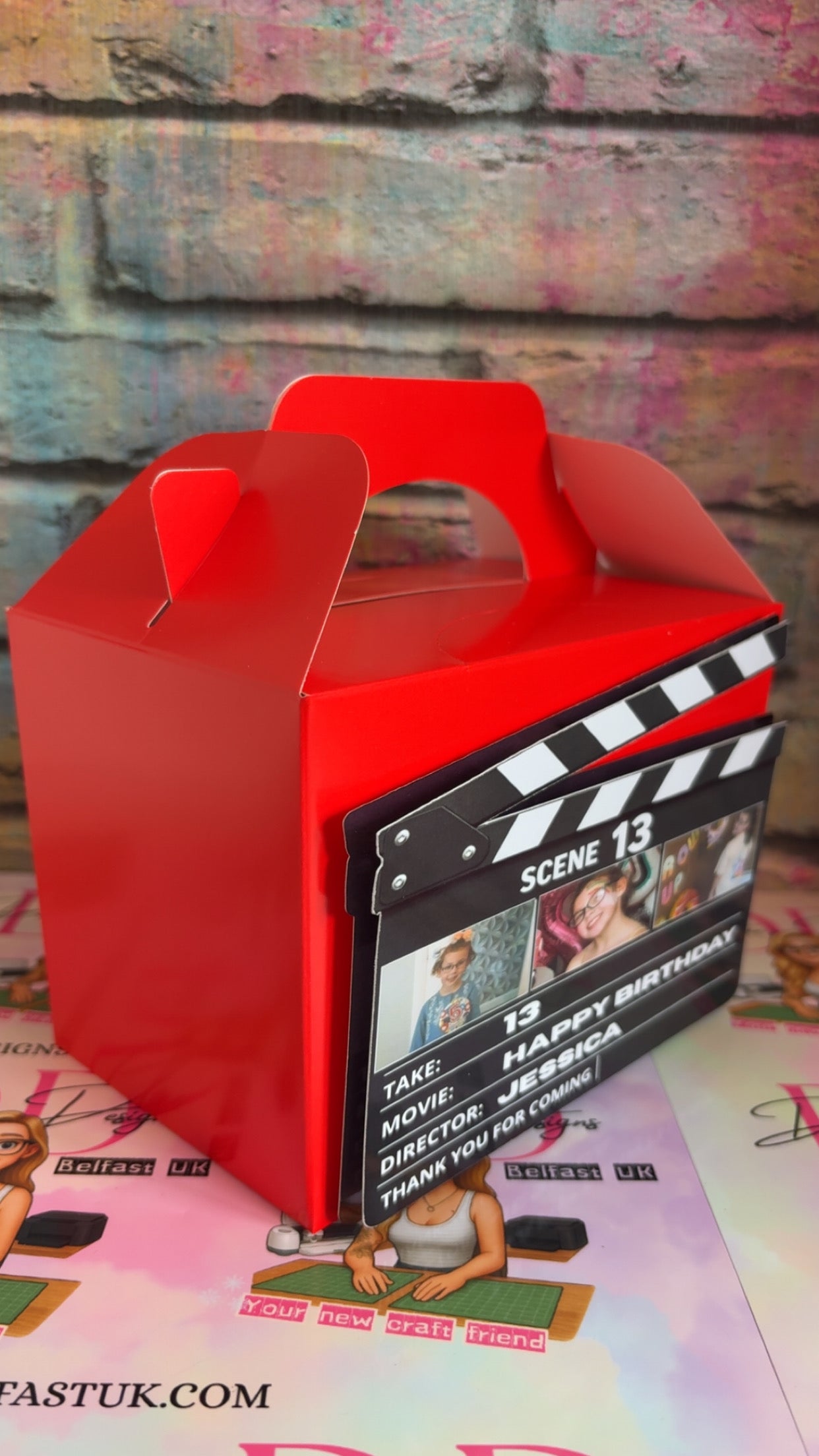 Personalised Movie Night Party Boxes – Film Clapperboard Birthday Favour Boxes – Custom Name & Photos Party Treat Boxes