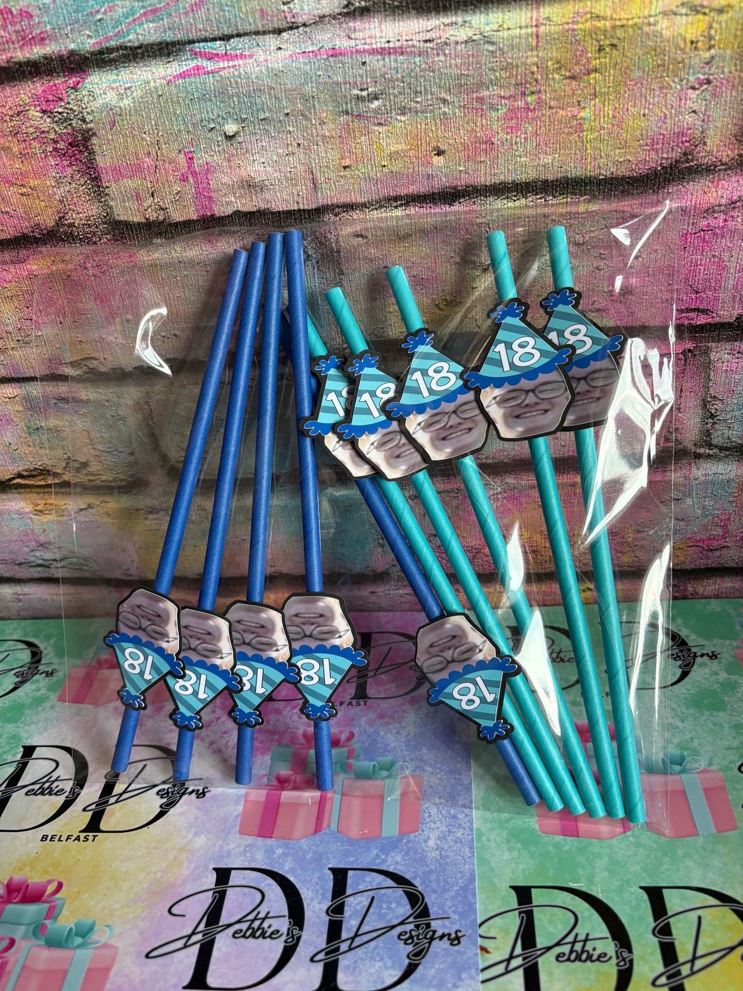 Personalised Party Straws | Custom Photo Straws | Birthday Party Straws | 18th Birthday Decorations | Custom Drink Straws