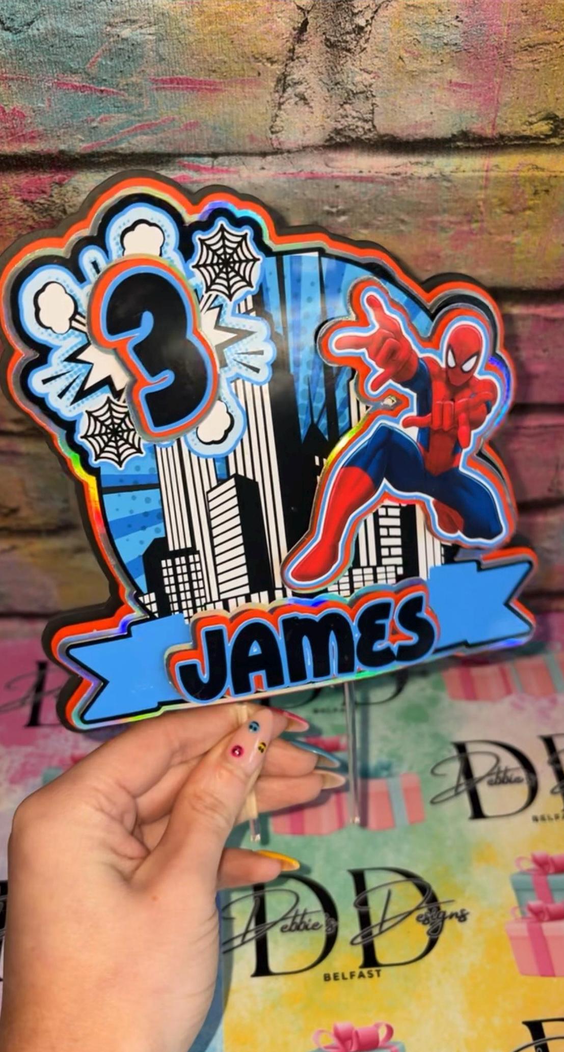 Personalised Superhero Birthday Cake Decoration – Any Name & Age