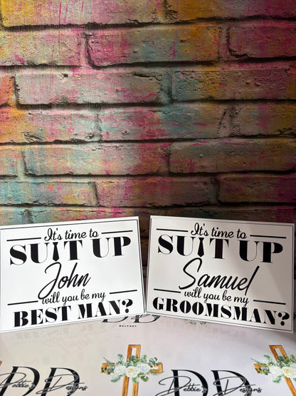 Will You Be My Best Man Card – Personalised Groomsman Proposal Card – Suit Up Wedding Card