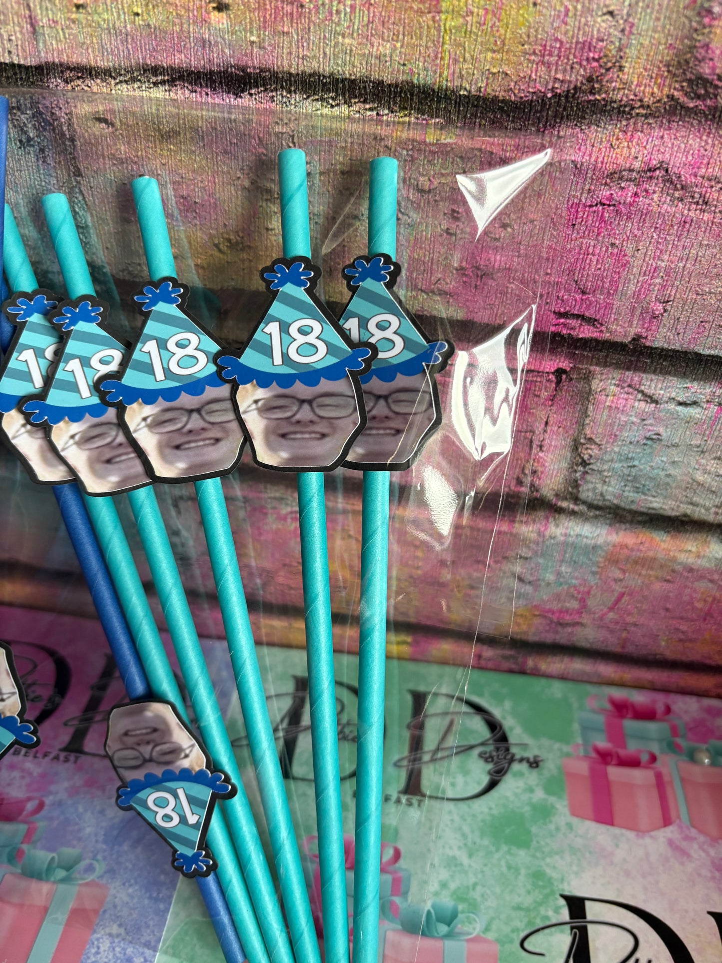 Personalised Party Straws | Custom Photo Straws | Birthday Party Straws | 18th Birthday Decorations | Custom Drink Straws