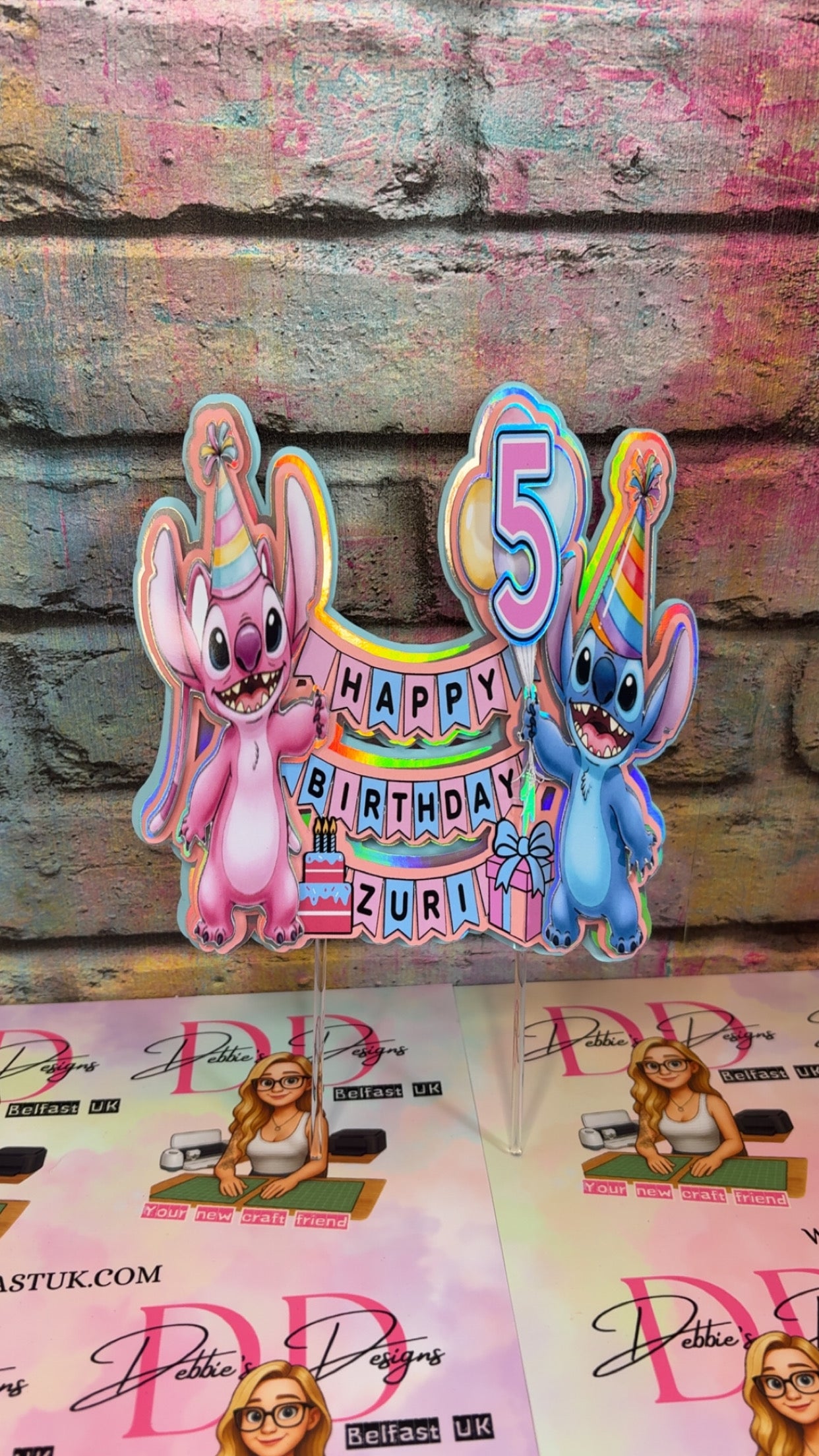 Custom Tropical Birthday Cake Topper with Name Age and Characters