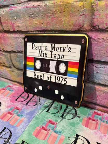 Retro Tape Cake Topper – Cassette Tape Birthday Cake Decoration – 80s 90s Retro Party Topper