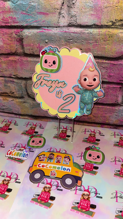Personalised Kids Cake Topper | Cartoon Birthday Cake Decoration | Custom Name & Age Party Topper | Baby Theme Cake Decor