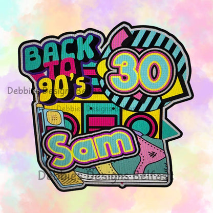 Back to the 90s Cake Topper – 90s Vibes Birthday Cake Decoration – Retro 90s Party Topper