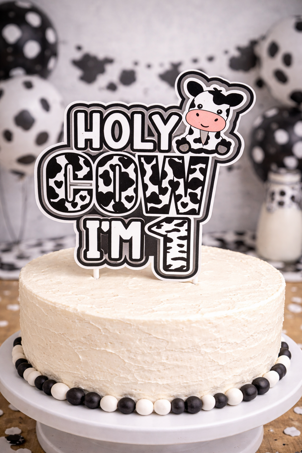 Holy Cow I’m 1 Cake Topper | Cow Birthday Cake Decoration | Farm Theme First Birthday Topper | Funny 1st Birthday Cake Decor