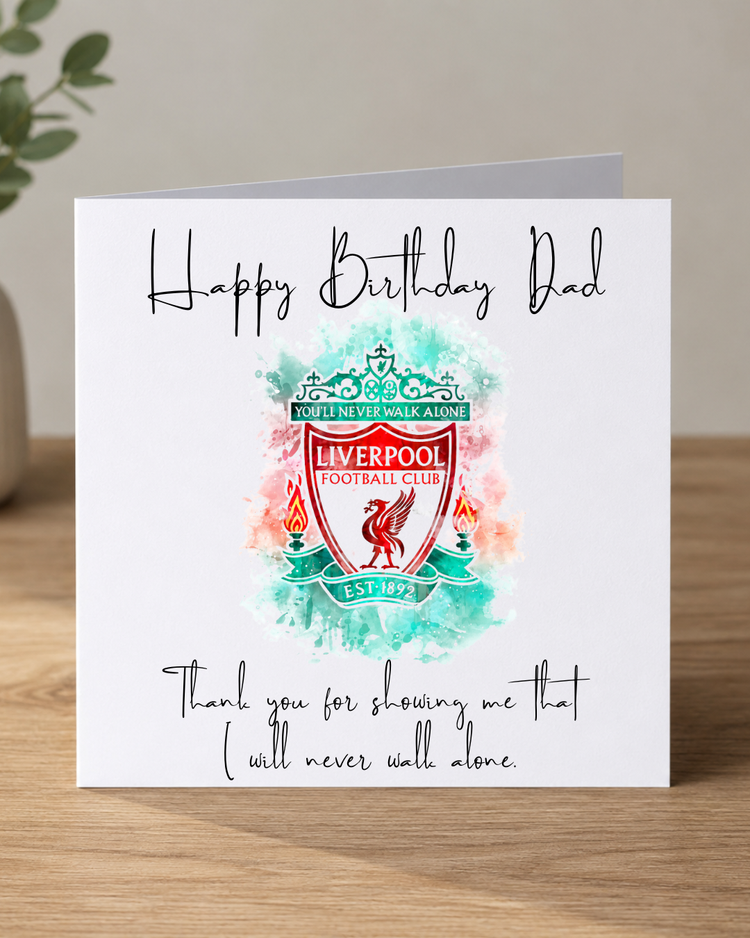 Football Fan Birthday Card for Dad | Red Football Supporter Card | Dad Birthday Greeting Card | Watercolour Football Gift | Personalised Card