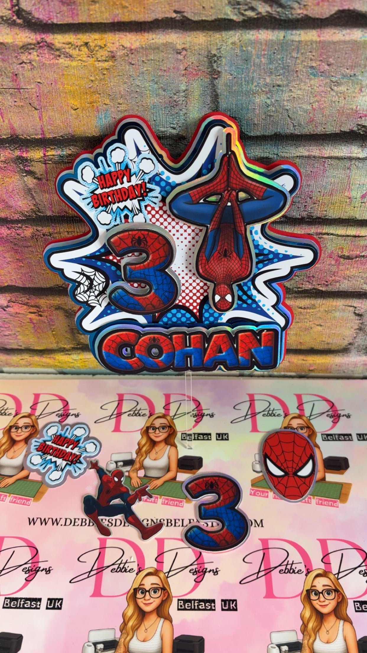 Personalised Superhero Cake Topper with Name & Age – Comic Style Birthday Cake Decoration for Boys