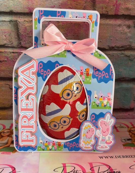 Personalised Easter Egg Holder – Kids Themed Easter Gift Box – Custom Name Easter Treat Holder (No Egg)