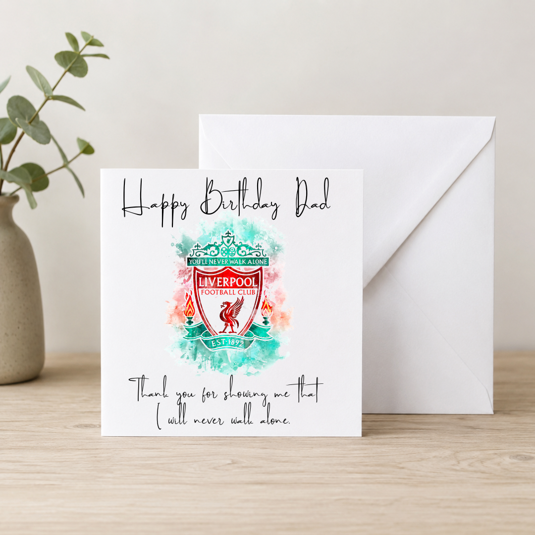 Football Fan Birthday Card for Dad | Red Football Supporter Card | Dad Birthday Greeting Card | Watercolour Football Gift | Personalised Card