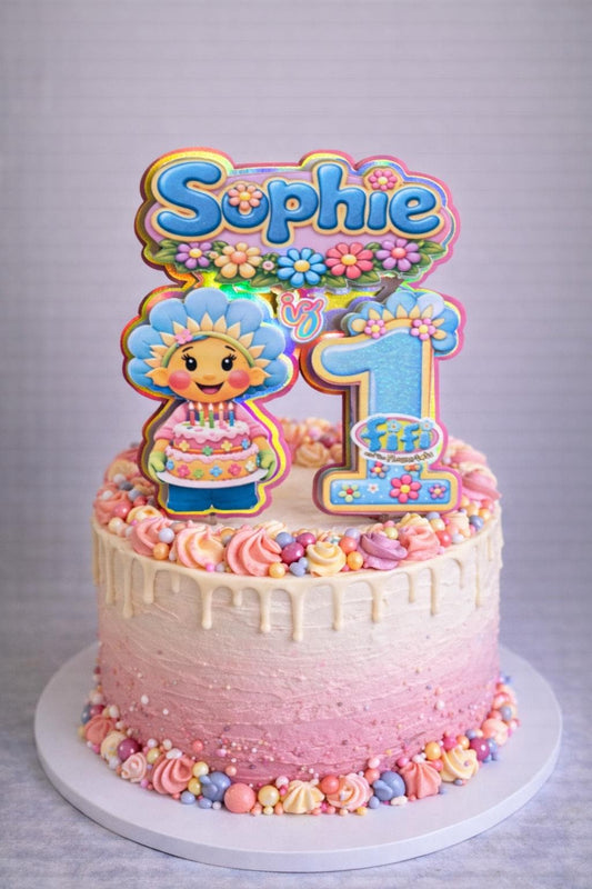Fi Fi Inspired Cake Topper – Personalised Flower Garden Birthday Cake Decoration