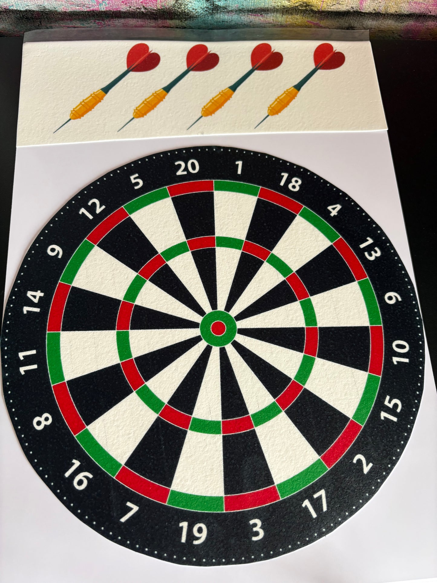 Edible Dartboard Cake Topper (7.5 Inch) – Darts Theme Icing Sheet – Uncut Edible Cake Decoration UK