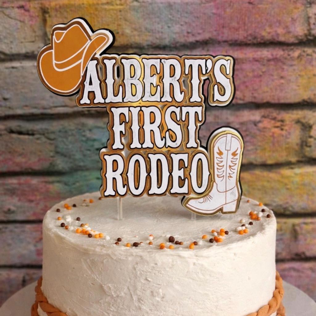 My First Rodeo Cake Topper – Personalised Cowboy First Birthday Cake Decoration