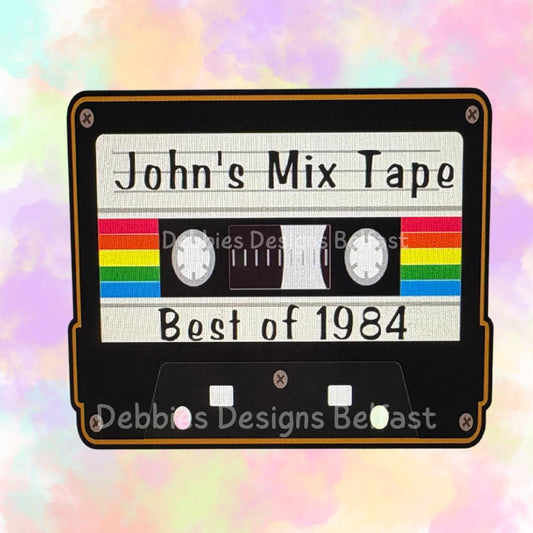 Retro Tape Cake Topper – Cassette Tape Birthday Cake Decoration – 80s 90s Retro Party Topper