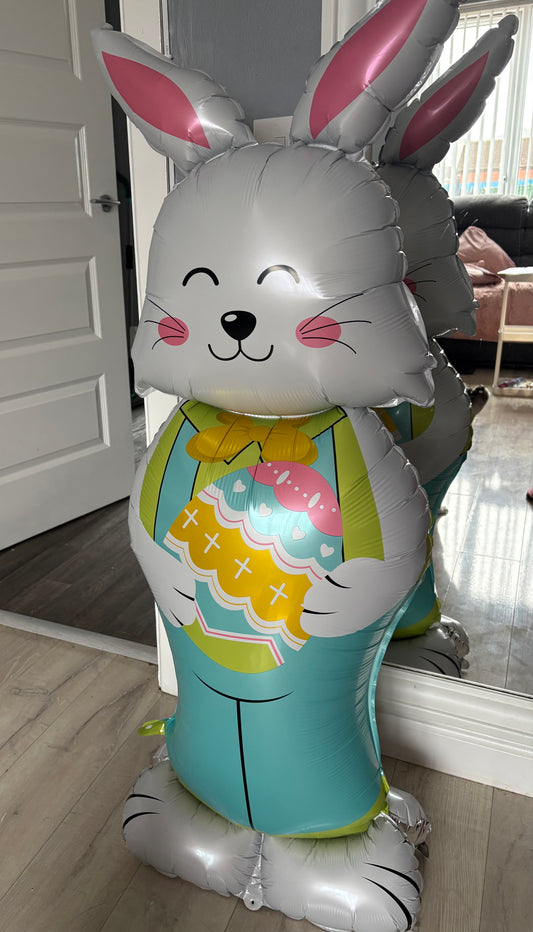 Easter Bunny Foil Balloon Uninflated | Large Standing Rabbit Balloon | Easter Party Decoration | Bunny Balloon Gift | Spring Decor UK