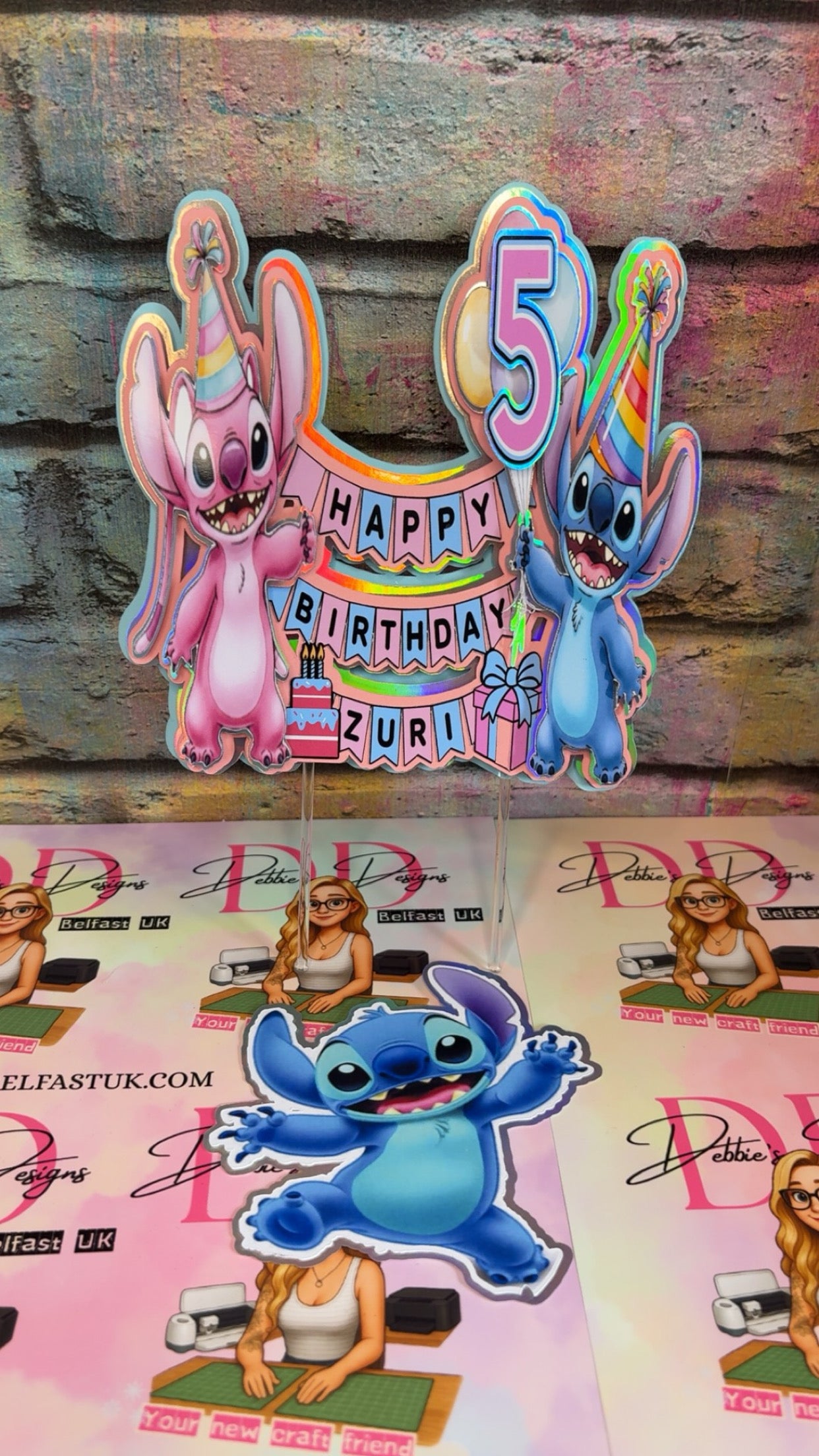 Custom Tropical Birthday Cake Topper with Name Age and Characters