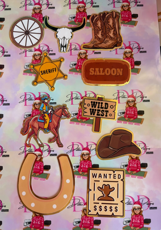 Cowboy Cupcake Toppers | Wild West Cupcake Decorations | Western Party Cupcake Picks | Cowboy Party Decor | Kids Birthday Cupcake Toppers
