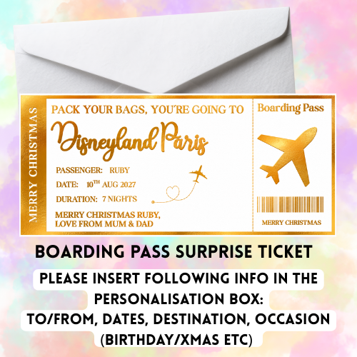 a white envelope with a ticket on it