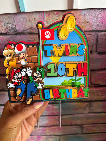 Kids Gaming Cake Topper Personalised | Cartoon Game Theme Birthday Decoration | Custom Name & Age Party Topper | Colourful Kids Cake Decor Arcade