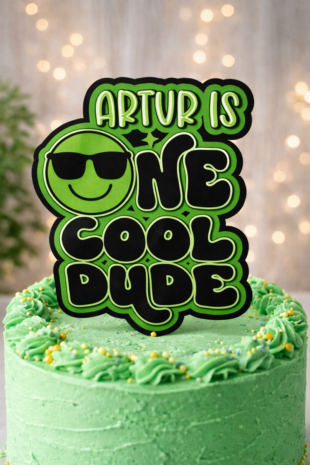One Cool Dude Cake Topper Personalised | 1st Birthday Cake Decoration | Cool Birthday Party Topper | Custom Name Cake Decor