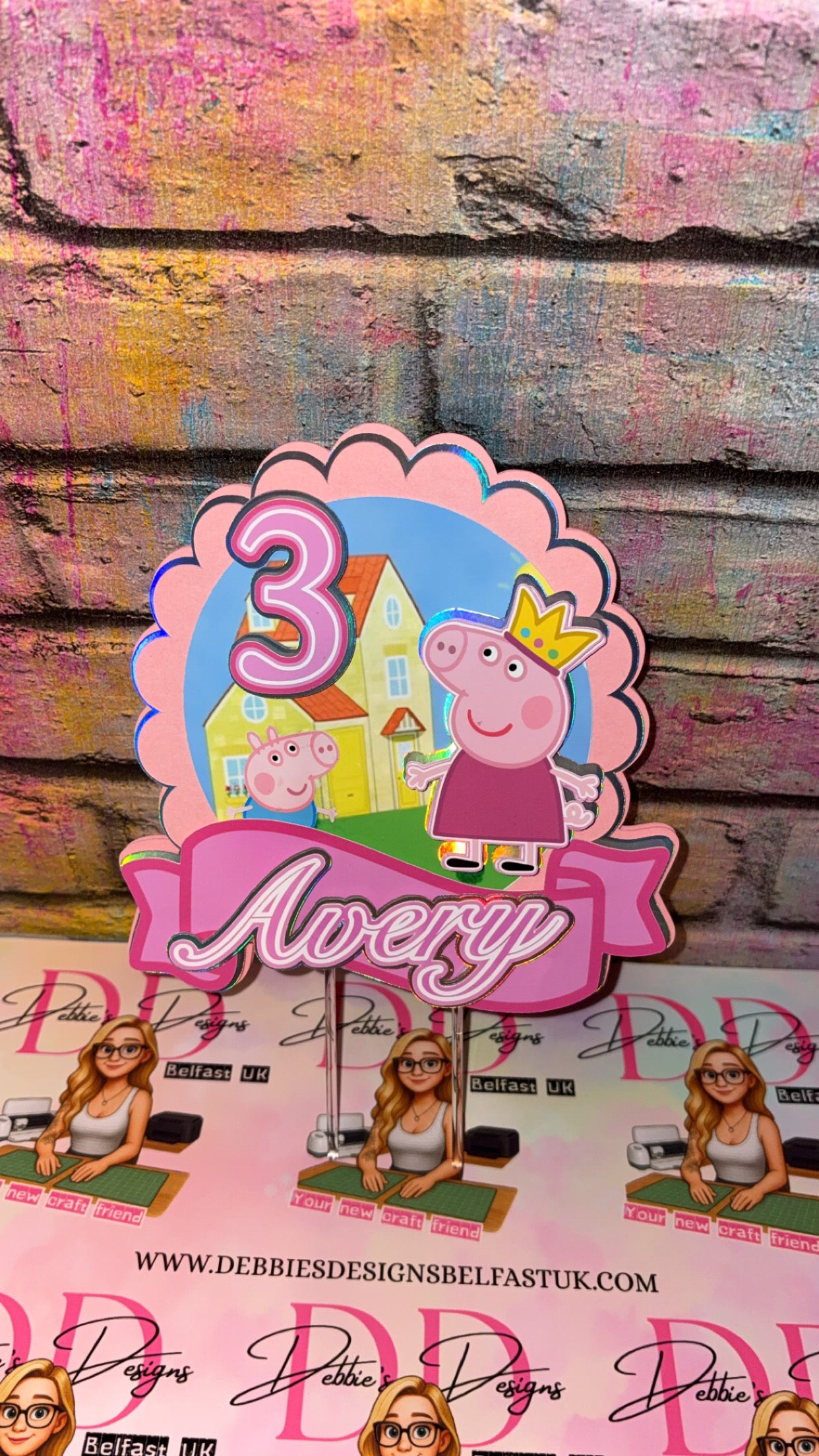 Cute Pig Cake Topper Personalised | Girls Farm Birthday Cake Decoration | Custom Name & Age Party Topper | Pink Kids Cake Decor