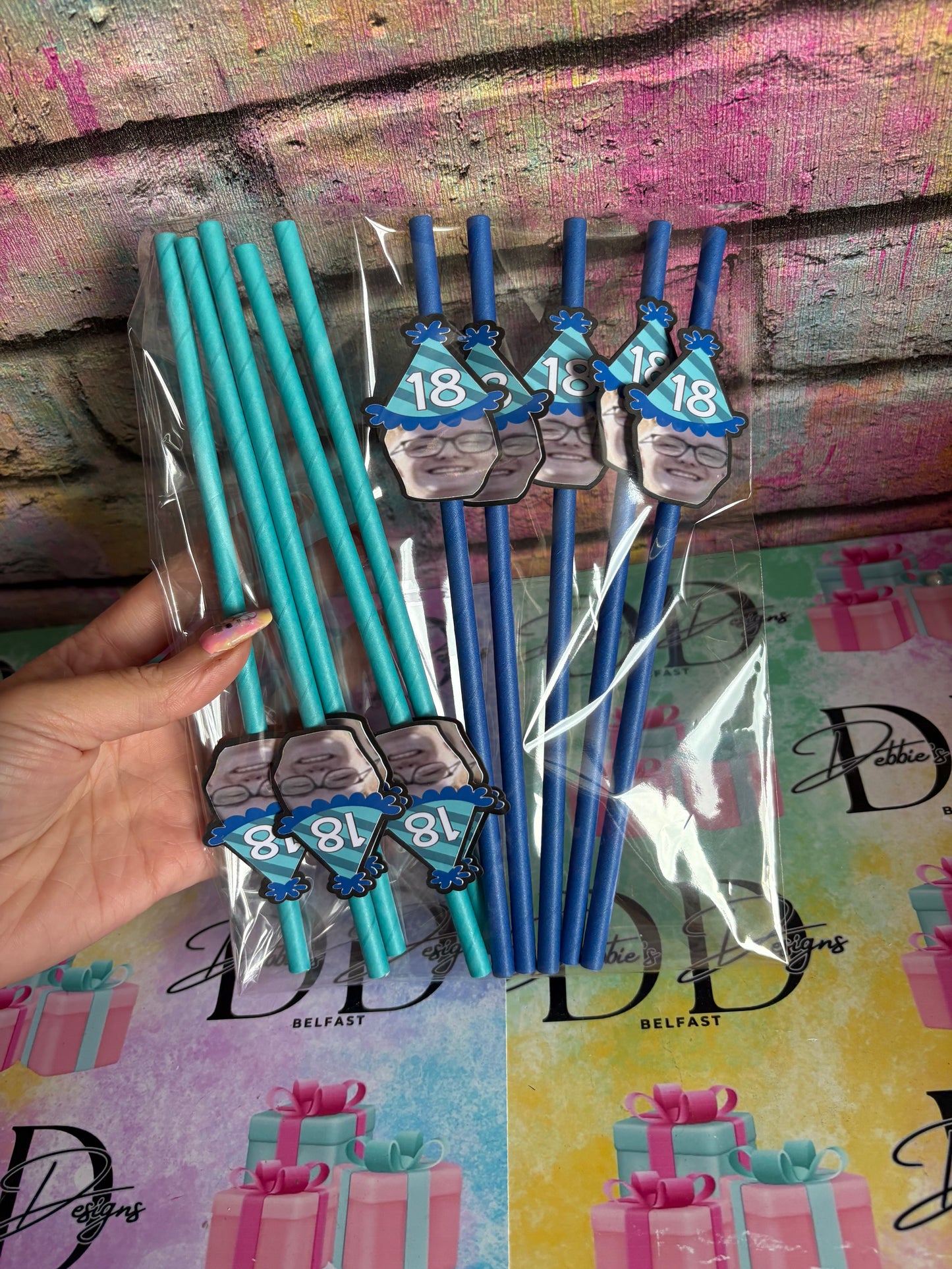 Personalised Party Straws | Custom Photo Straws | Birthday Party Straws | 18th Birthday Decorations | Custom Drink Straws