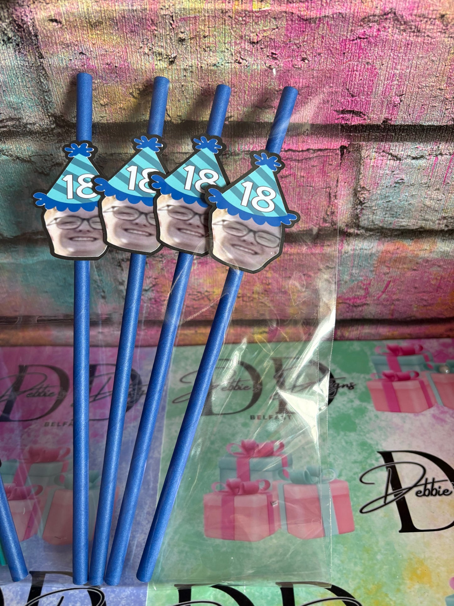 Personalised Party Straws | Custom Photo Straws | Birthday Party Straws | 18th Birthday Decorations | Custom Drink Straws