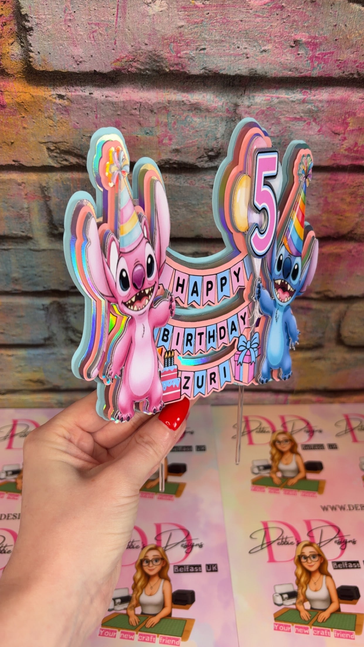 Custom Tropical Birthday Cake Topper with Name Age and Characters