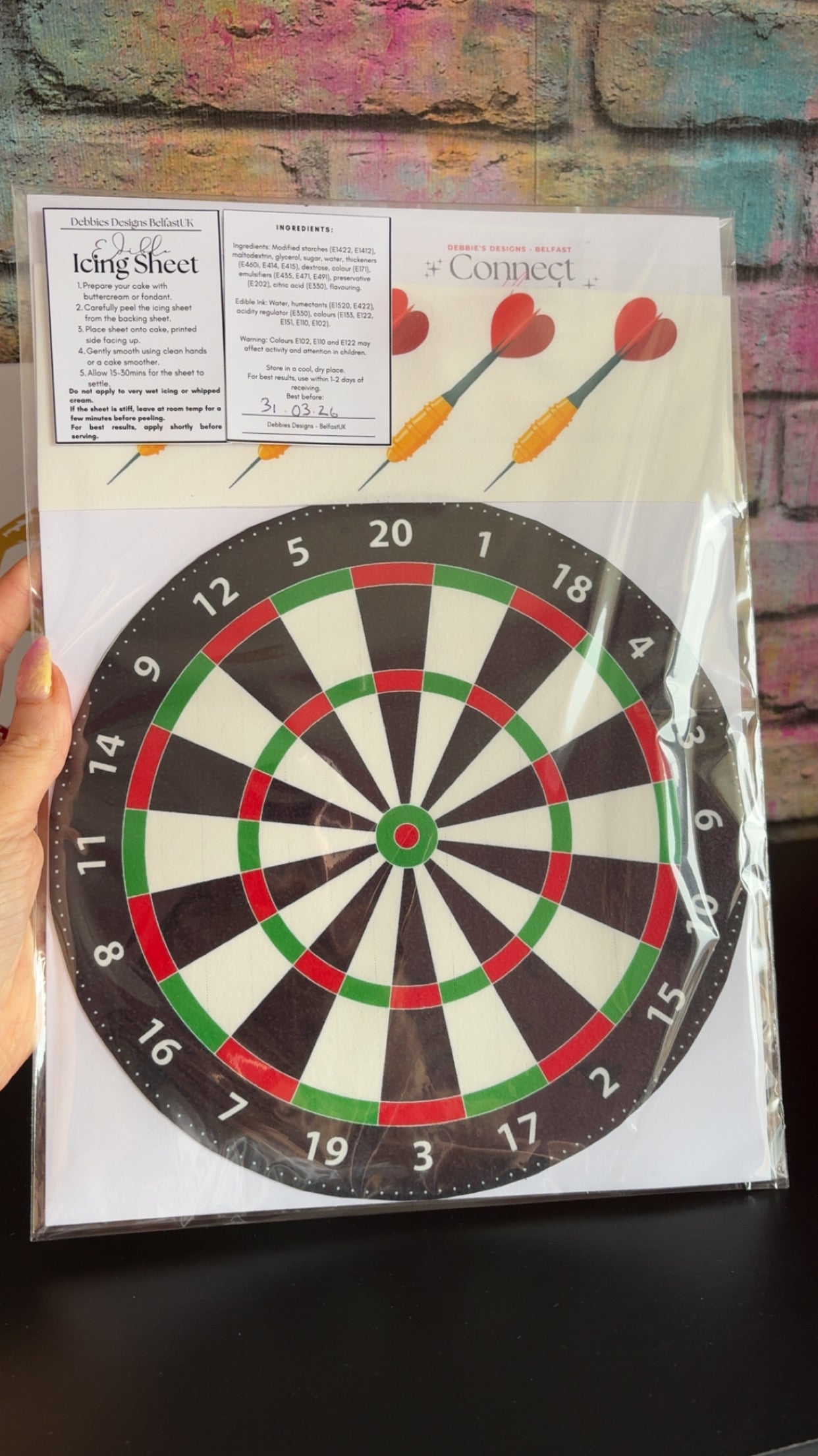 Edible Dartboard Cake Topper (7.5 Inch) – Darts Theme Icing Sheet – Uncut Edible Cake Decoration UK