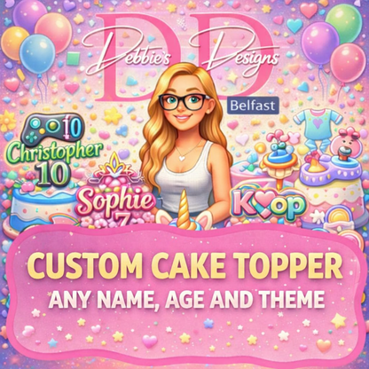 Custom Made Any Theme Name & Age Topper - Personalised Cake Topper