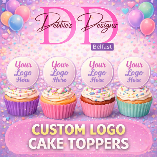 Custom Logo Cupcake Toppers – Personalised Business Logo Edible or Card Toppers – Any Brand Design