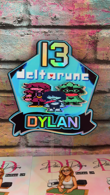 Personalised Gaming Cake Topper | Pixel Character Birthday Topper | Any Name & Age Party Decoration
