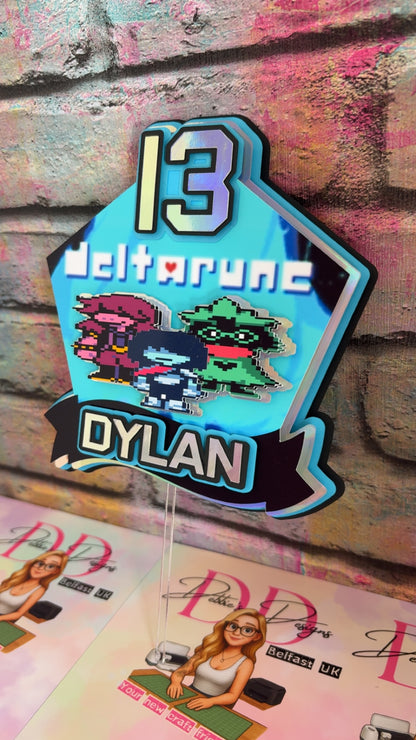 Personalised Gaming Cake Topper | Pixel Character Birthday Topper | Any Name & Age Party Decoration