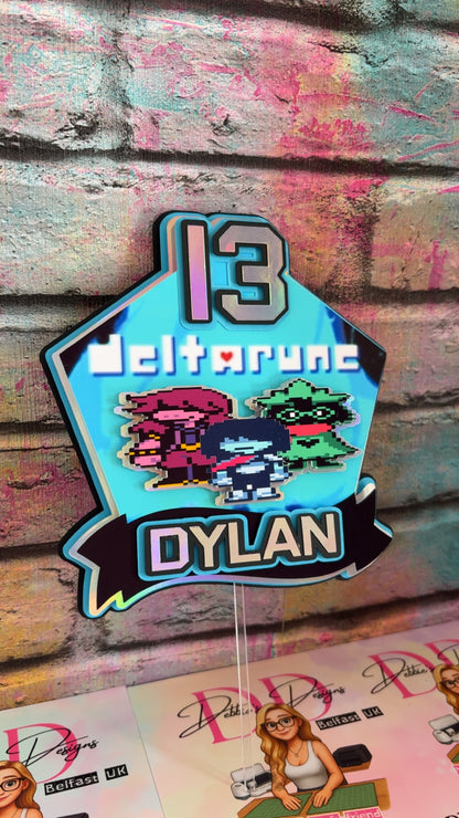 Personalised Gaming Cake Topper | Pixel Character Birthday Topper | Any Name & Age Party Decoration