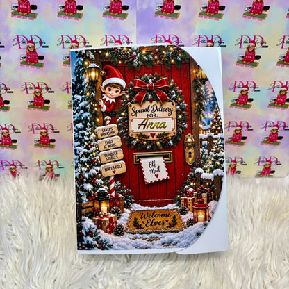 a christmas card on a white surface
