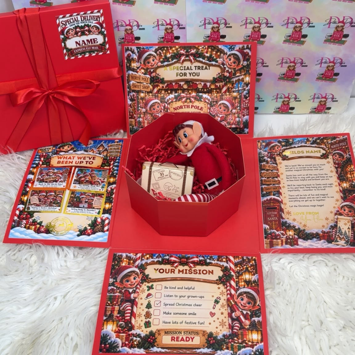 a red box with a toy inside
