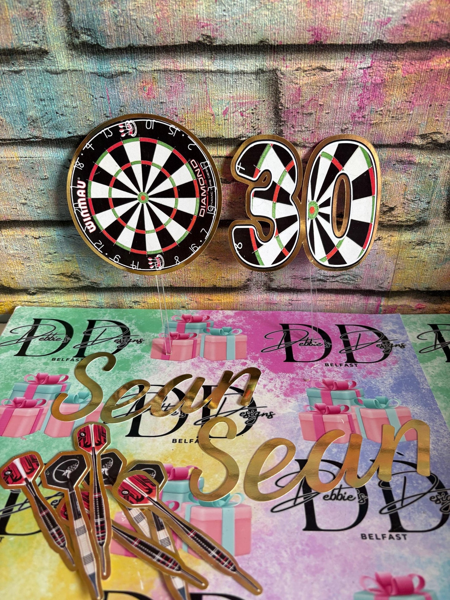 Darts Cake Topper Set – Dartboard & Darts Birthday Cake Decorations – Number Age Topper Pack